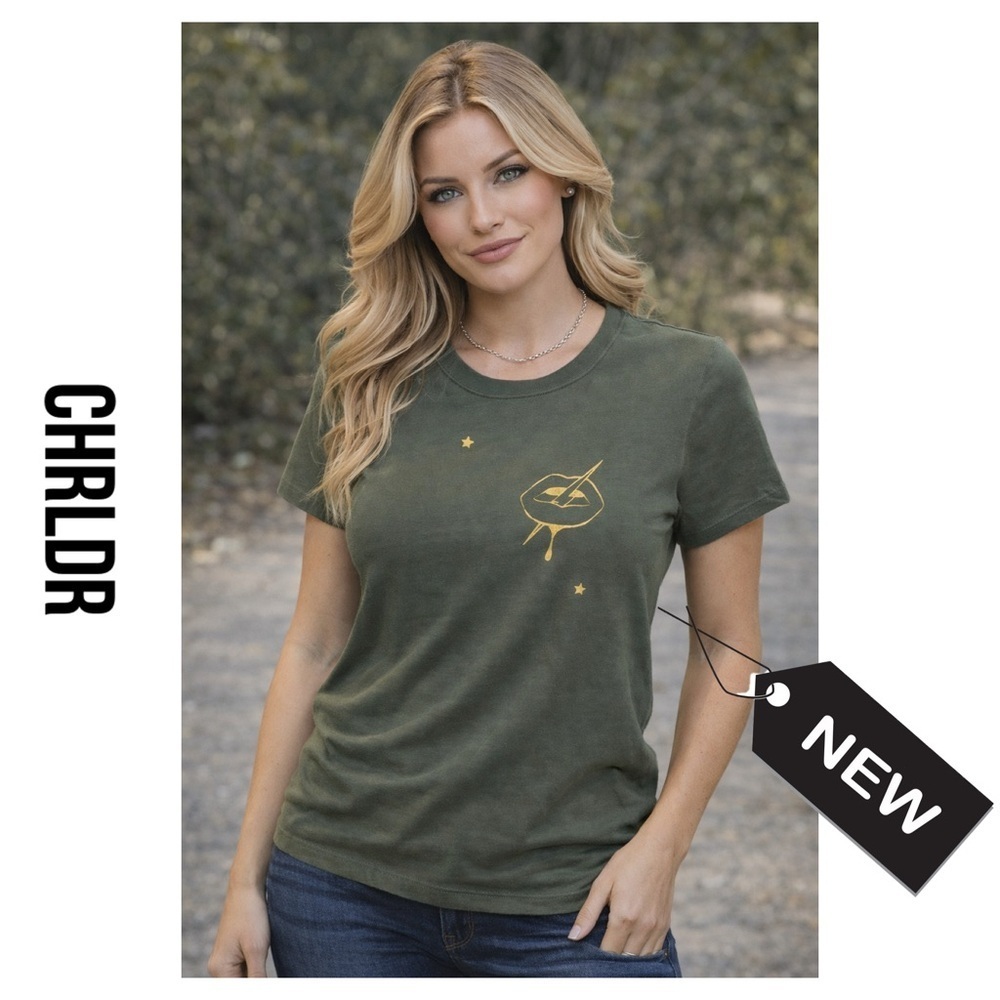 NWT CHRLDR cheerleader golden lip Forest green T-shirt size s
